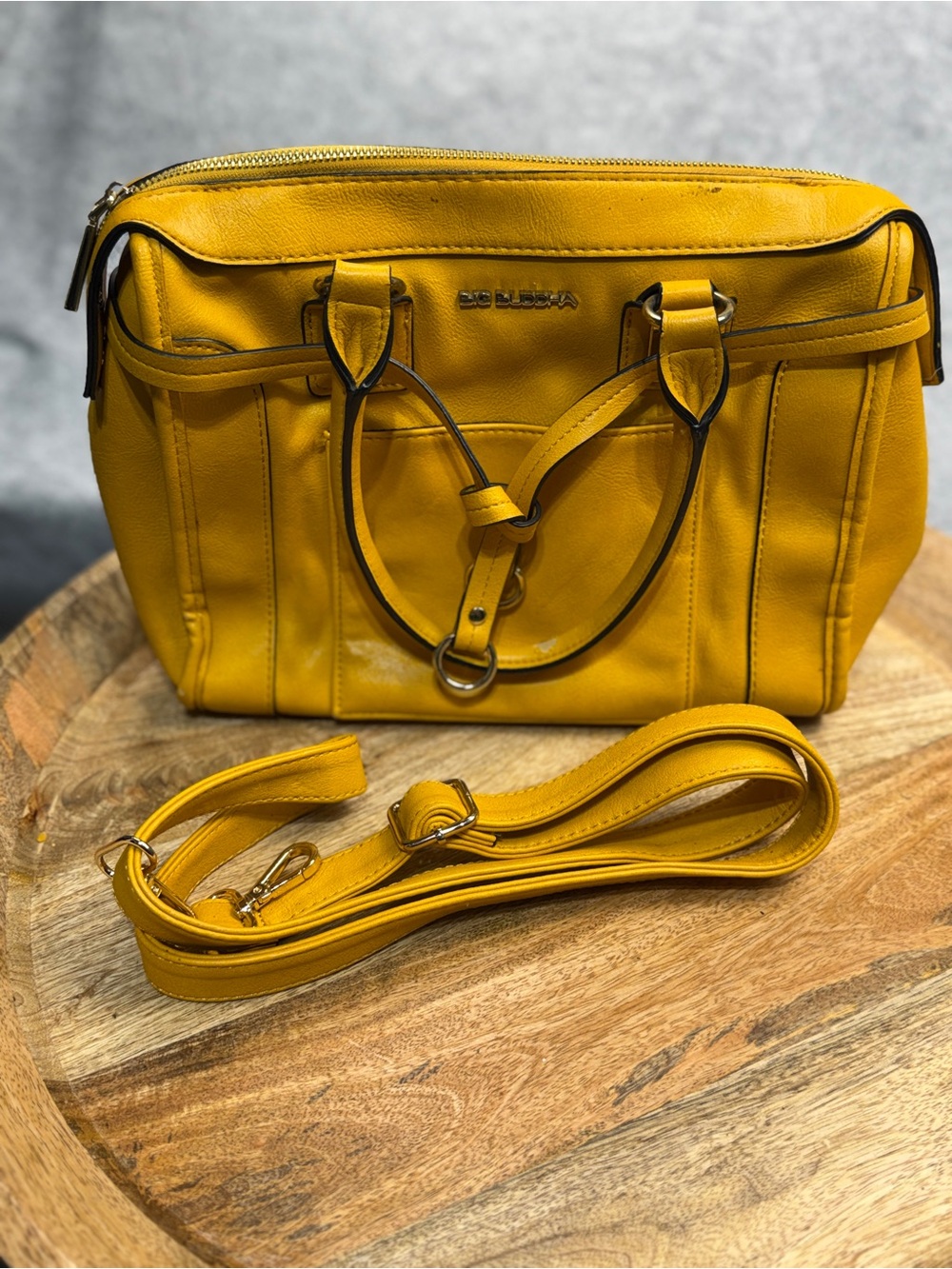 Mustard Yellow Satchel Big Buddha Convertible Crossbody